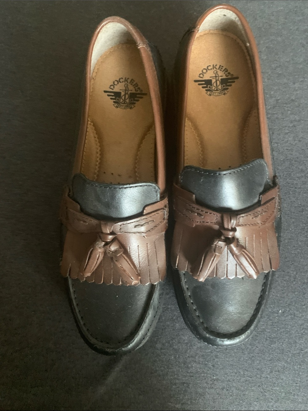 Dockers Brown and Black Tassel Kiltie Loafers
